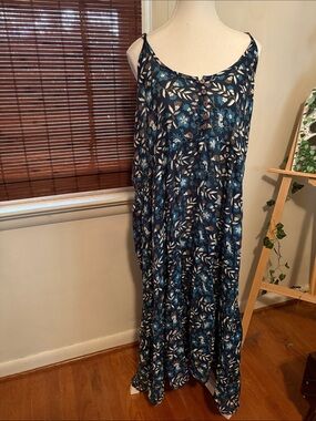 Tree of Life Teal and White Floral Maxi Dress